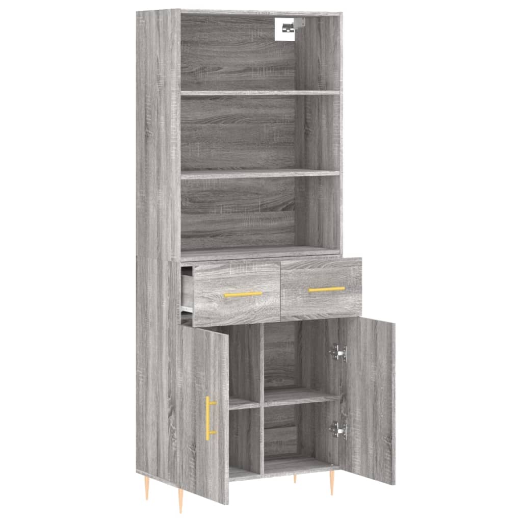 vidaXL Highboard Grey Sonoma 69.5x34x180 cm Engineered Wood