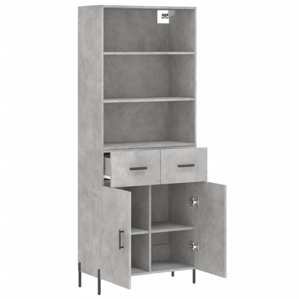 vidaXL Highboard Concrete Grey 69,5x34x180 cm Engineered Wood