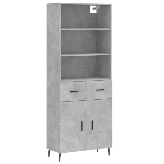 vidaXL Highboard Concrete Grey 69,5x34x180 cm Engineered Wood