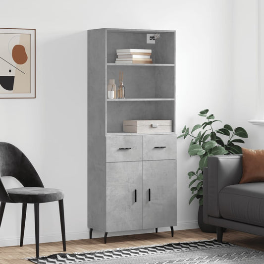 vidaXL Highboard Concrete Grey 69,5x34x180 cm Engineered Wood