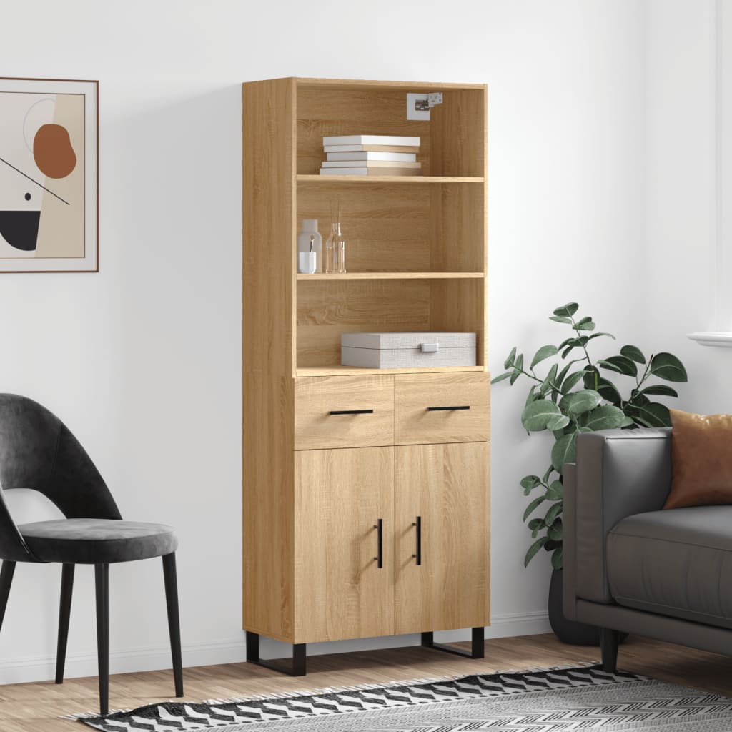 vidaXL Highboard Sonoma Oak 69,5x34x180 cm Engineered Wood