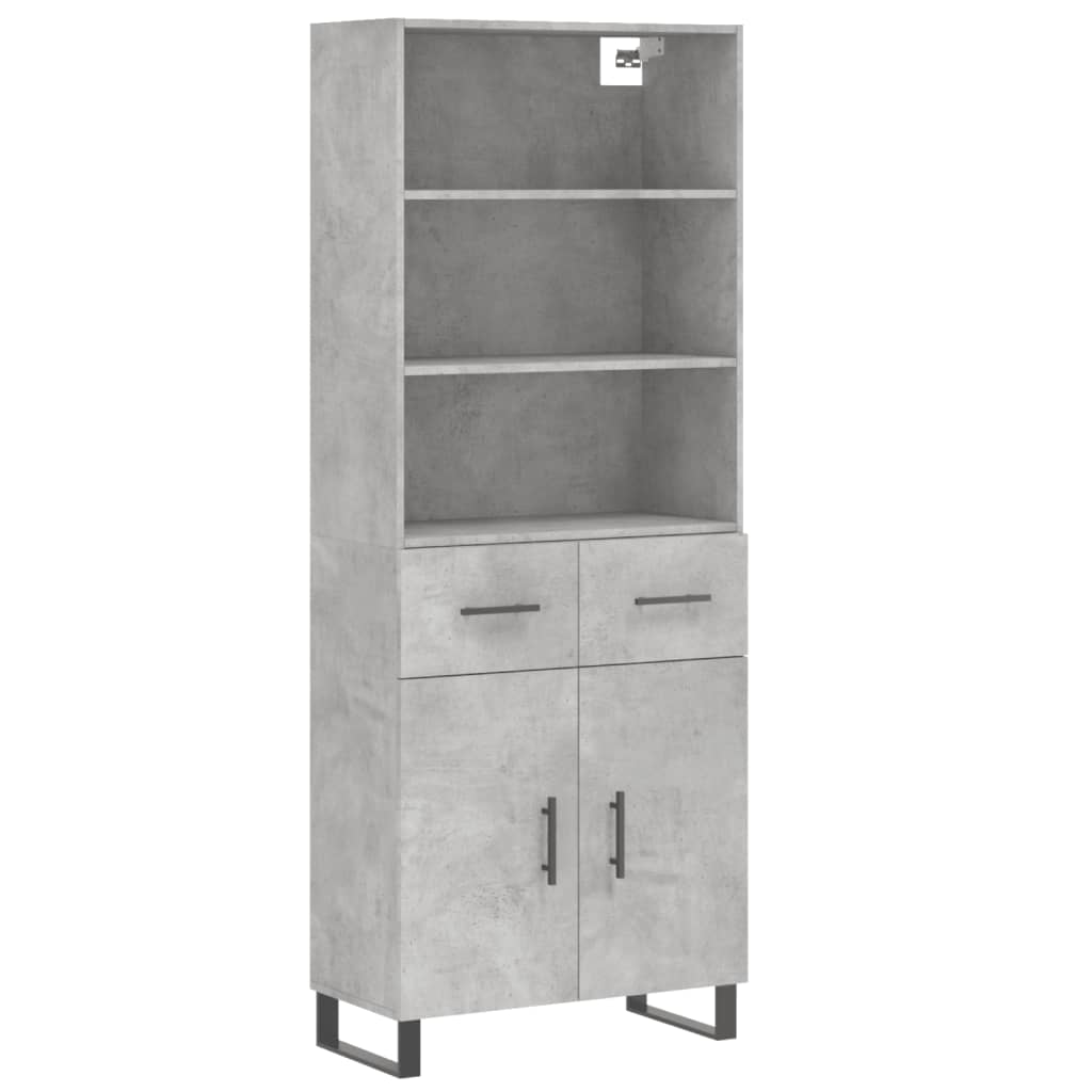 vidaXL Highboard Concrete Grey 69,5x34x180 cm Engineered Wood