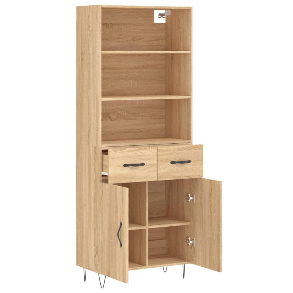 vidaXL Highboard Sonoma Oak 69,5x34x180 cm Engineered Wood