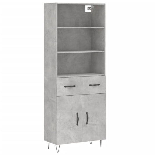vidaXL Highboard Concrete Grey 69.5x34x180 cm Engineered Wood