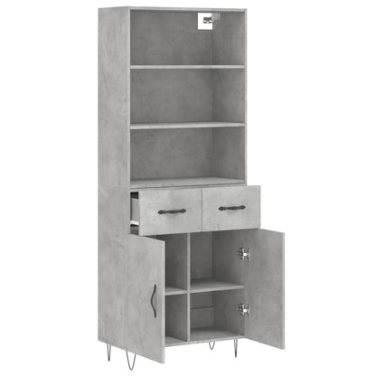 vidaXL Highboard Concrete Grey 69,5x34x180 cm Engineered Wood