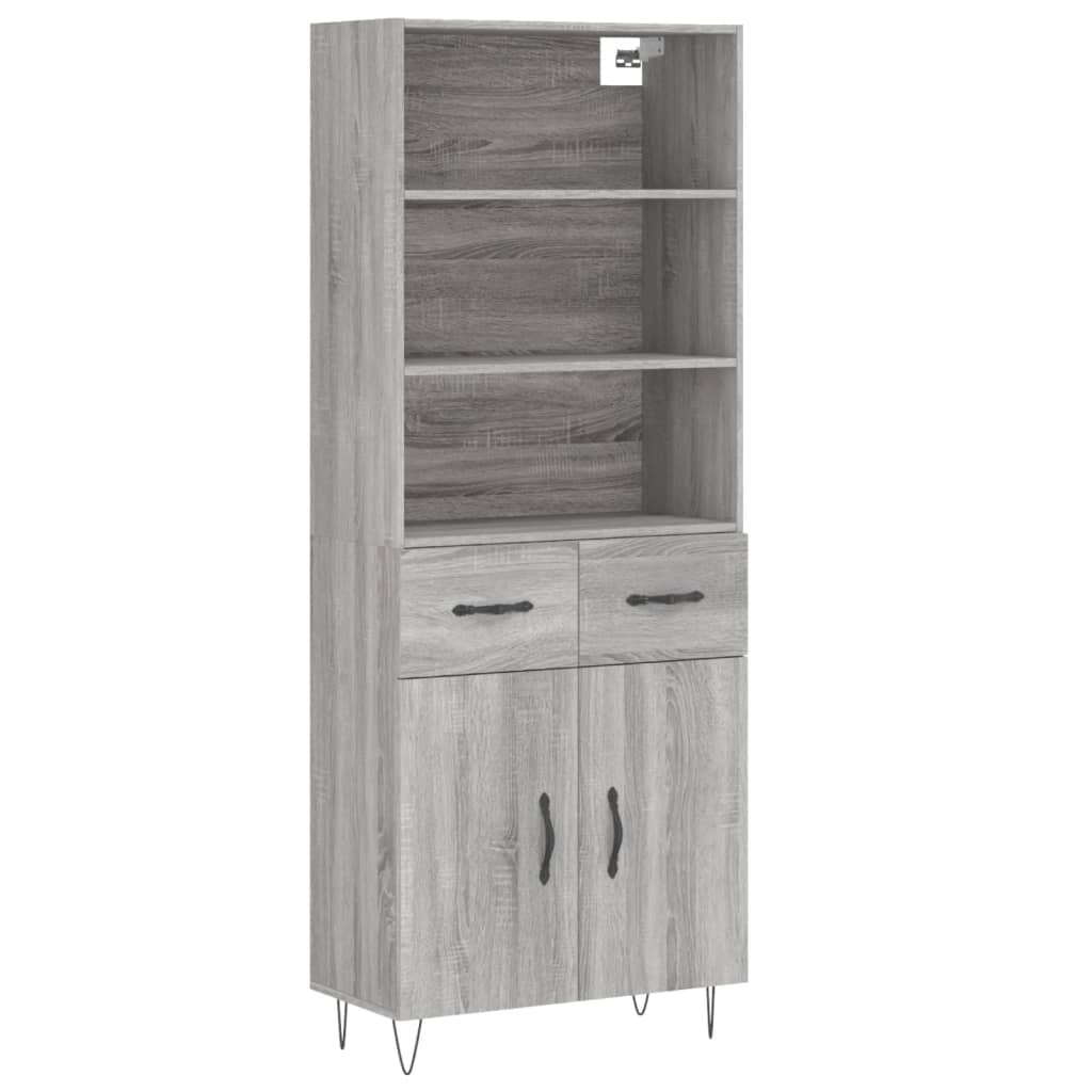 vidaXL Highboard Grey Sonoma 69,5x34x180 cm Engineered Wood