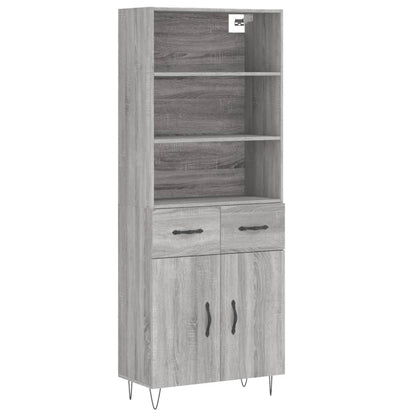 vidaXL Highboard Grey Sonoma 69,5x34x180 cm Engineered Wood