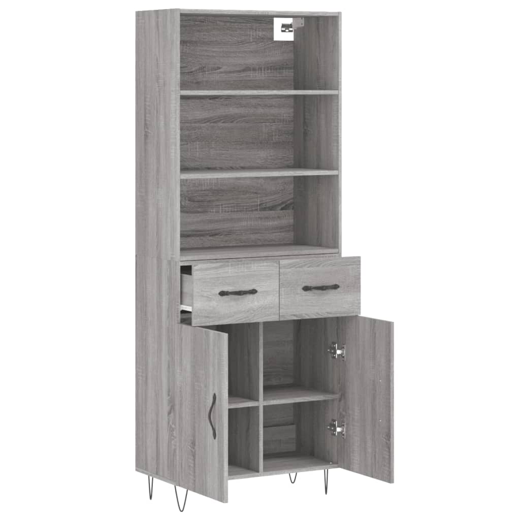 vidaXL Highboard Grey Sonoma 69,5x34x180 cm Engineered Wood