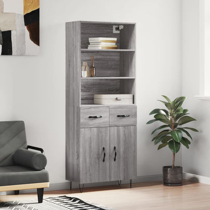 vidaXL Highboard Grey Sonoma 69,5x34x180 cm Engineered Wood