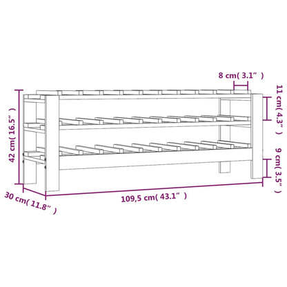 vidaXL Wine Rack 109.5x30x42 cm Solid Wood Pine
