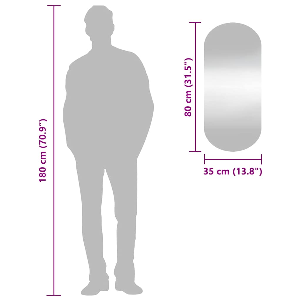vidaXL Wall Mirror 35x80 cm Glass Oval