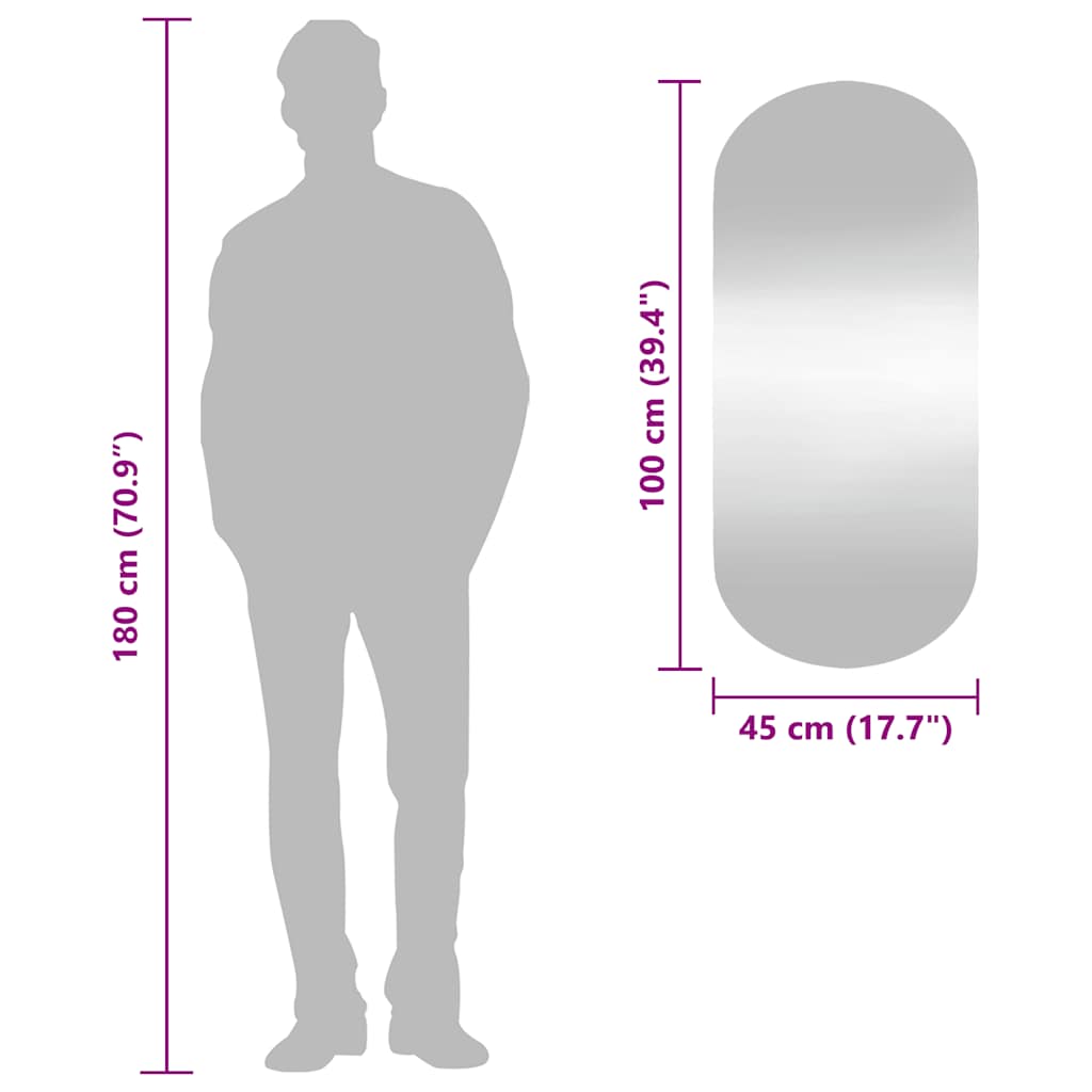 vidaXL Wall Mirror 45x100 cm Glass Oval