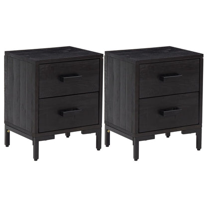 vidaXL Bedside Cabinets 2 pcs Black 36x30x45 cm Solid Wood Pine