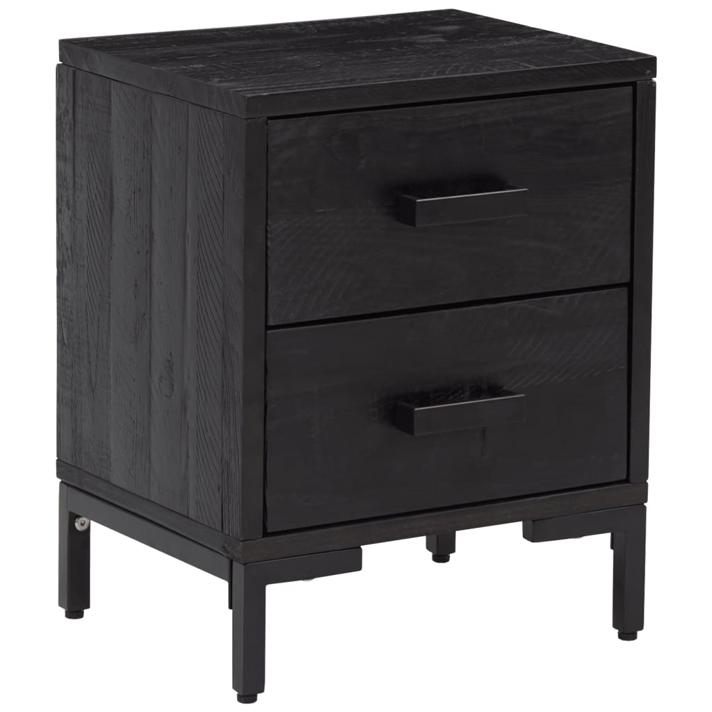 vidaXL Bedside Cabinets 2 pcs Black 36x30x45 cm Solid Wood Pine