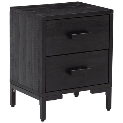 vidaXL Bedside Cabinets 2 pcs Black 36x30x45 cm Solid Wood Pine