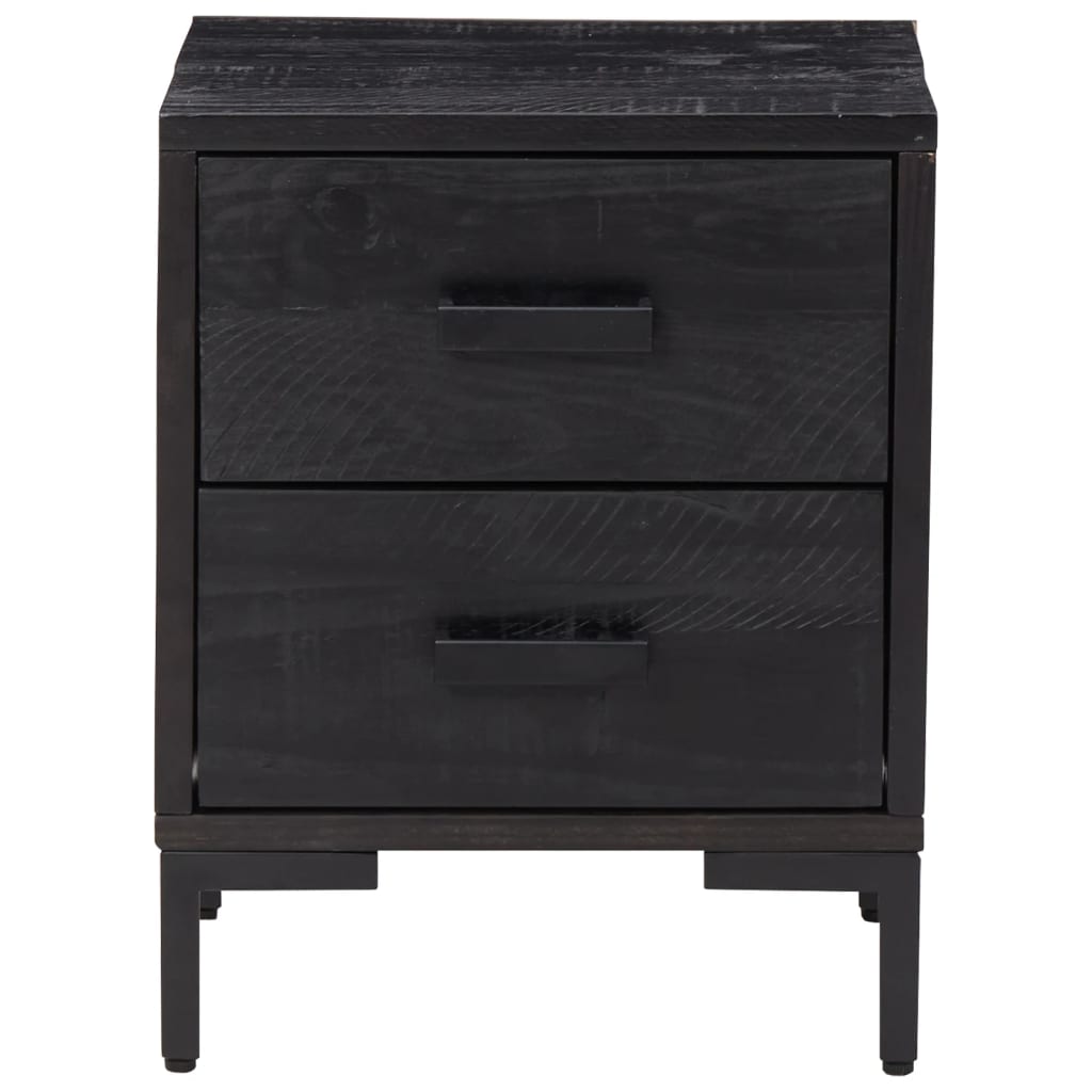vidaXL Bedside Cabinets 2 pcs Black 36x30x45 cm Solid Wood Pine