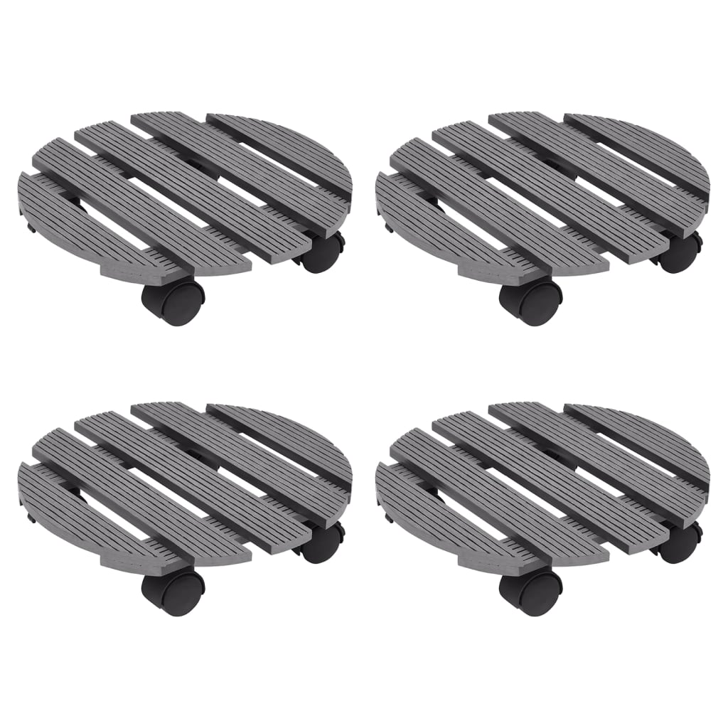 vidaXL Plant Trolleys 4 pcs Grey Ø30x7,5 cm WPC