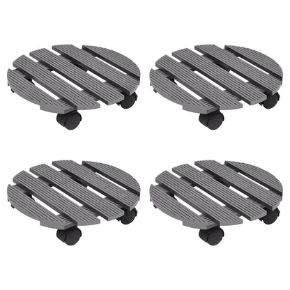 vidaXL Plant Trolleys 4 pcs Grey Ø30x7,5 cm WPC