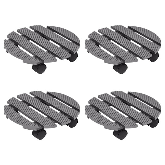 vidaXL Plant Trolleys 4 pcs Grey Ø30x7,5 cm WPC