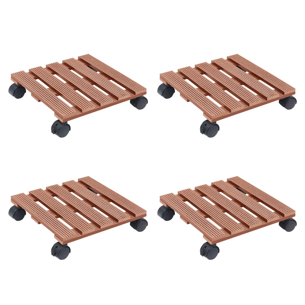 vidaXL Plant Trolleys 4 pcs Brown 30x30x7,5 cm WPC