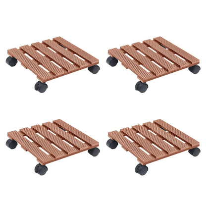 vidaXL Plant Trolleys 4 pcs Brown 30x30x7,5 cm WPC