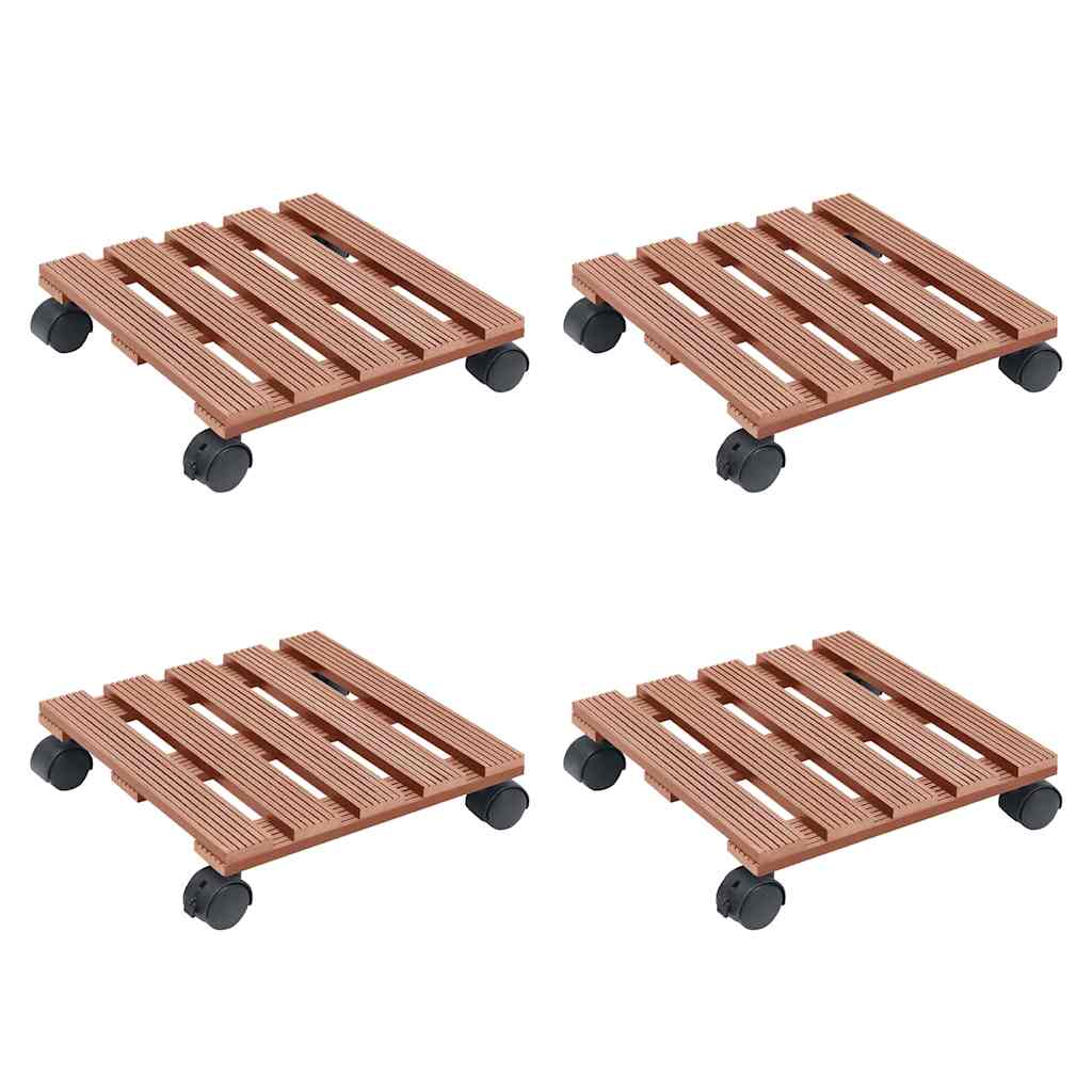 vidaXL Plant Trolleys 4 pcs Brown 30x30x7,5 cm WPC