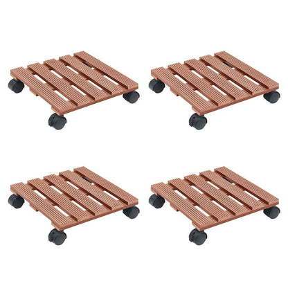 vidaXL Plant Trolleys 4 pcs Brown 30x30x7,5 cm WPC