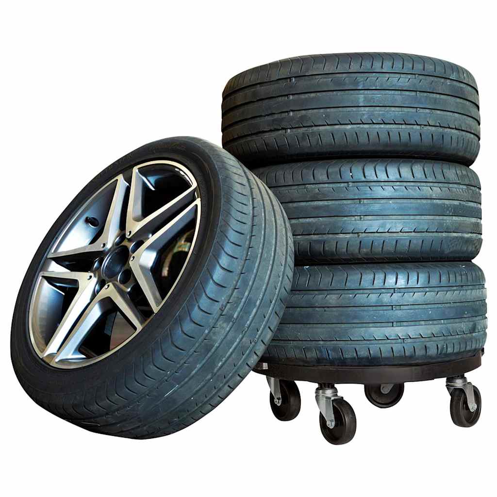 vidaXL Plant Trolleys with Wheels 5 pcs Diameter 40 cm Black 275 kg