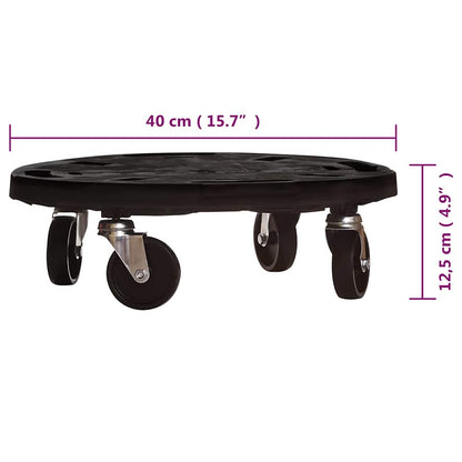 vidaXL Plant Trolleys with Wheels 5 pcs Diameter 40 cm Black 275 kg