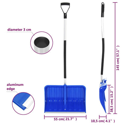 93710 vidaXL Snow Shovel Blue 145 cm Aluminium