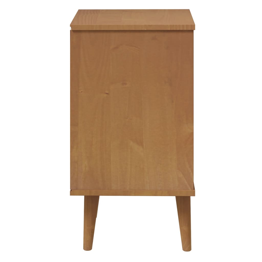 vidaXL Bedside Cabinet MOLDE Brown 40x35x65 cm Solid Wood Pine