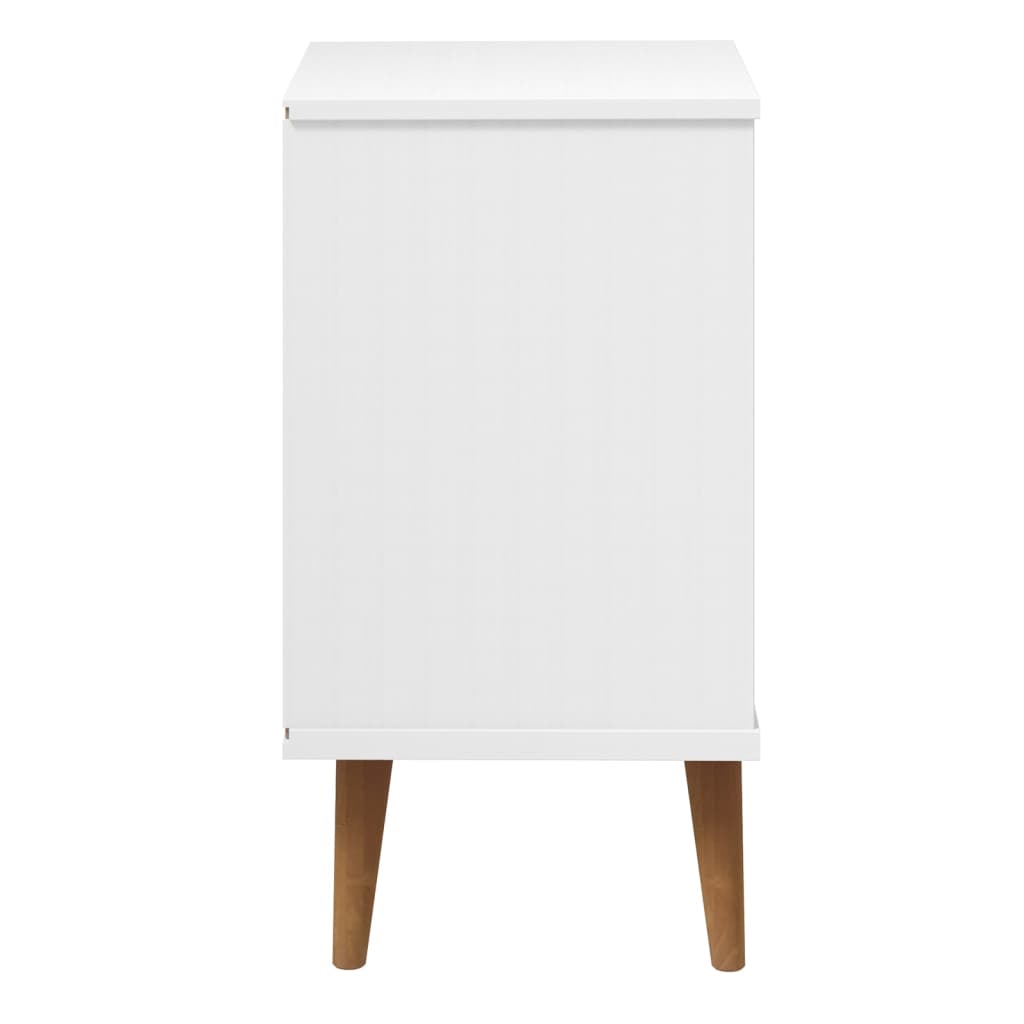 vidaXL Bedside Cabinet MOLDE White 40x35x65 cm Solid Wood Pine