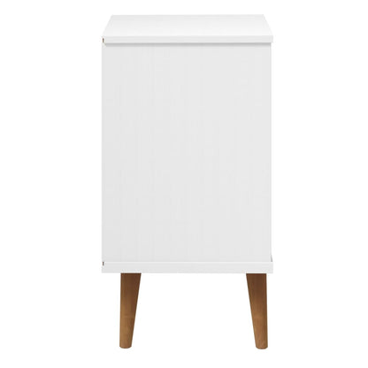 vidaXL Bedside Cabinet MOLDE White 40x35x65 cm Solid Wood Pine