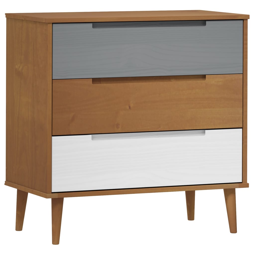 vidaXL Drawer Cabinet MOLDE Brown 80x40x80 cm Solid Wood Pine
