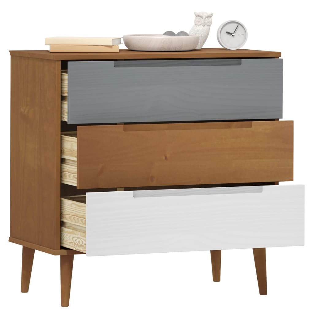 vidaXL Drawer Cabinet MOLDE Brown 80x40x80 cm Solid Wood Pine