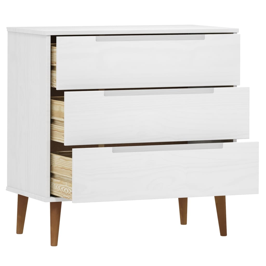 vidaXL Drawer Cabinet MOLDE White 80x40x80 cm Solid Wood Pine