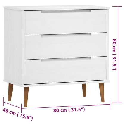 vidaXL Drawer Cabinet MOLDE White 80x40x80 cm Solid Wood Pine