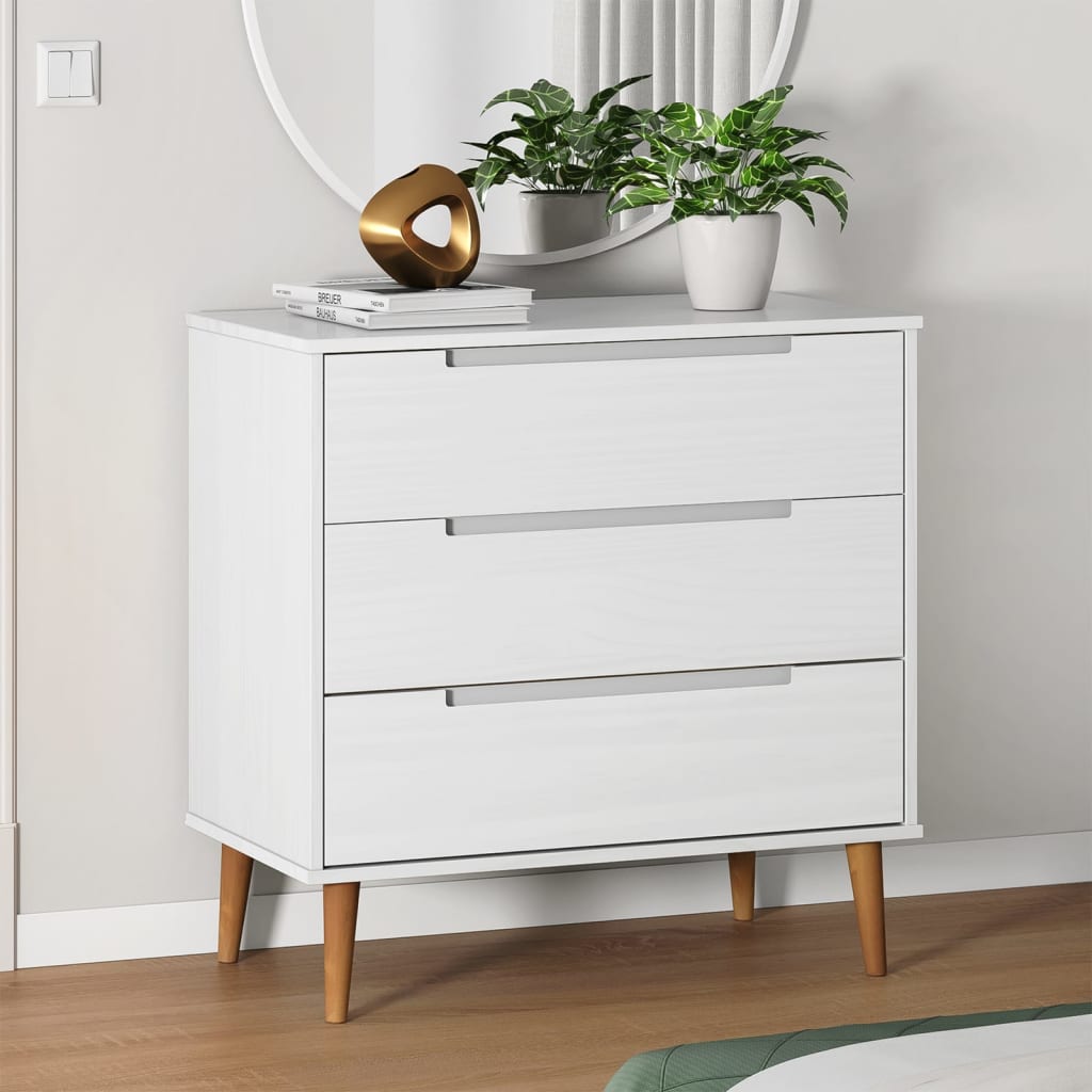 vidaXL Drawer Cabinet MOLDE White 80x40x80 cm Solid Wood Pine