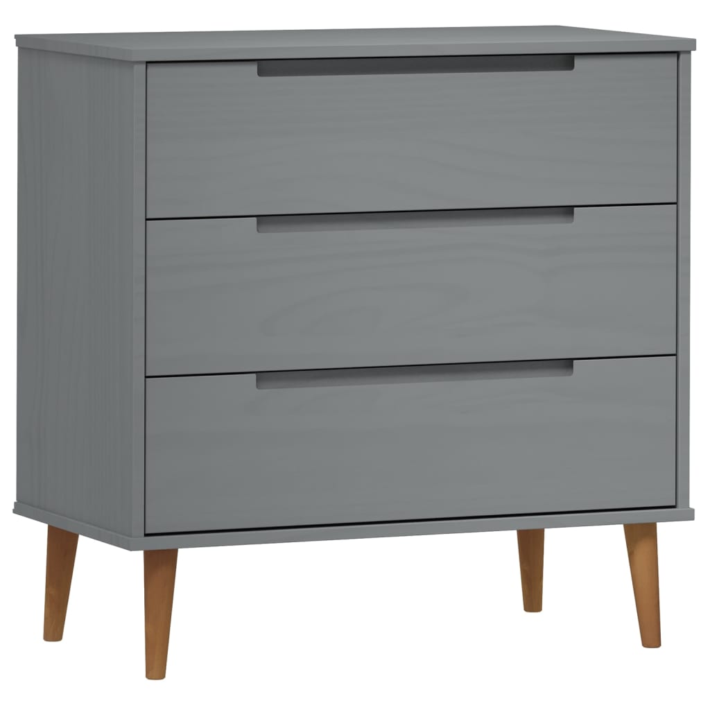 vidaXL Drawer Cabinet MOLDE Grey 80x40x80 cm Solid Wood Pine