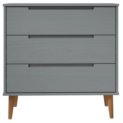 vidaXL Drawer Cabinet MOLDE Grey 80x40x80 cm Solid Wood Pine