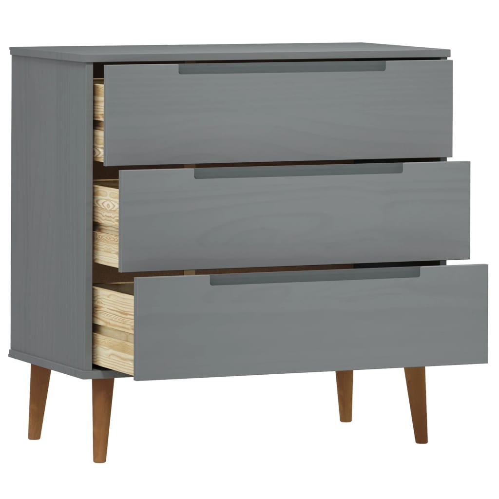 vidaXL Drawer Cabinet MOLDE Grey 80x40x80 cm Solid Wood Pine