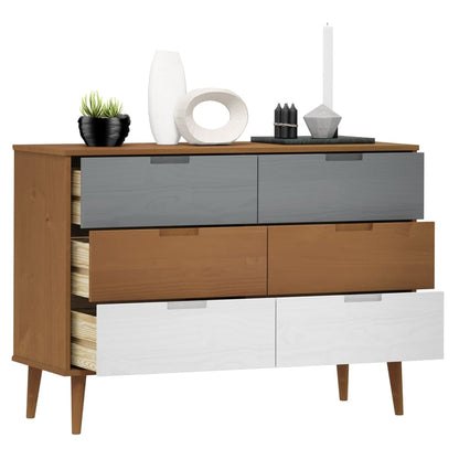 vidaXL Drawer Cabinet MOLDE Brown 113x40x80 cm Solid Wood Pine
