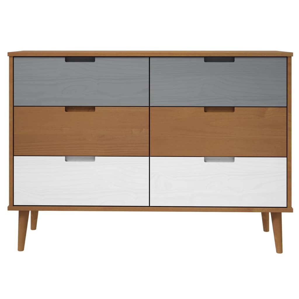 vidaXL Drawer Cabinet MOLDE Brown 113x40x80 cm Solid Wood Pine