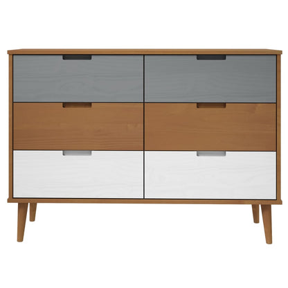 vidaXL Drawer Cabinet MOLDE Brown 113x40x80 cm Solid Wood Pine