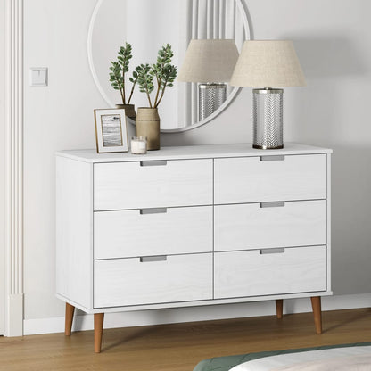 vidaXL Drawer Cabinet MOLDE White 113x40x80 cm Solid Wood Pine