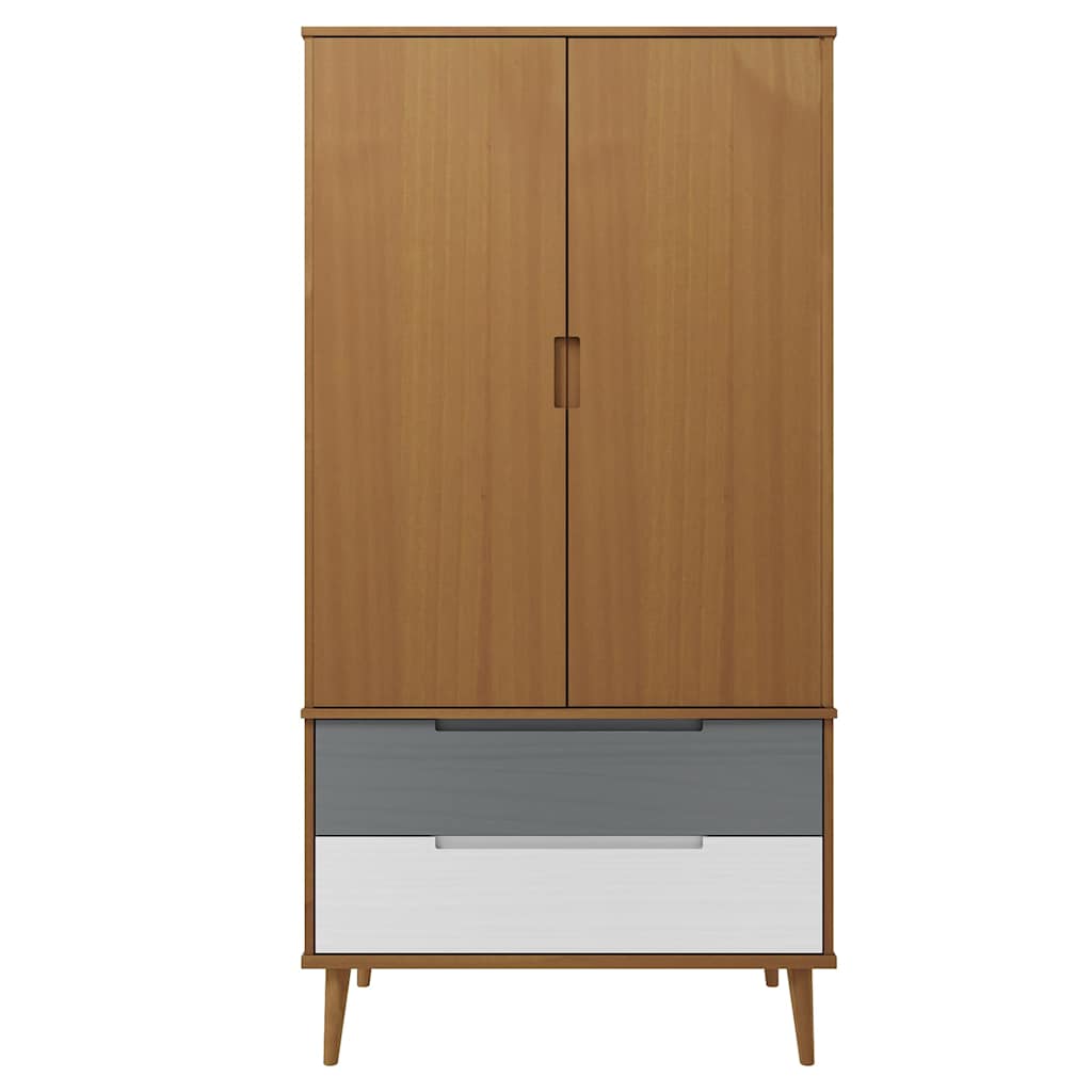 vidaXL Wardrobe "MOLDE" Brown 90x55x175 cm Solid Wood Pine