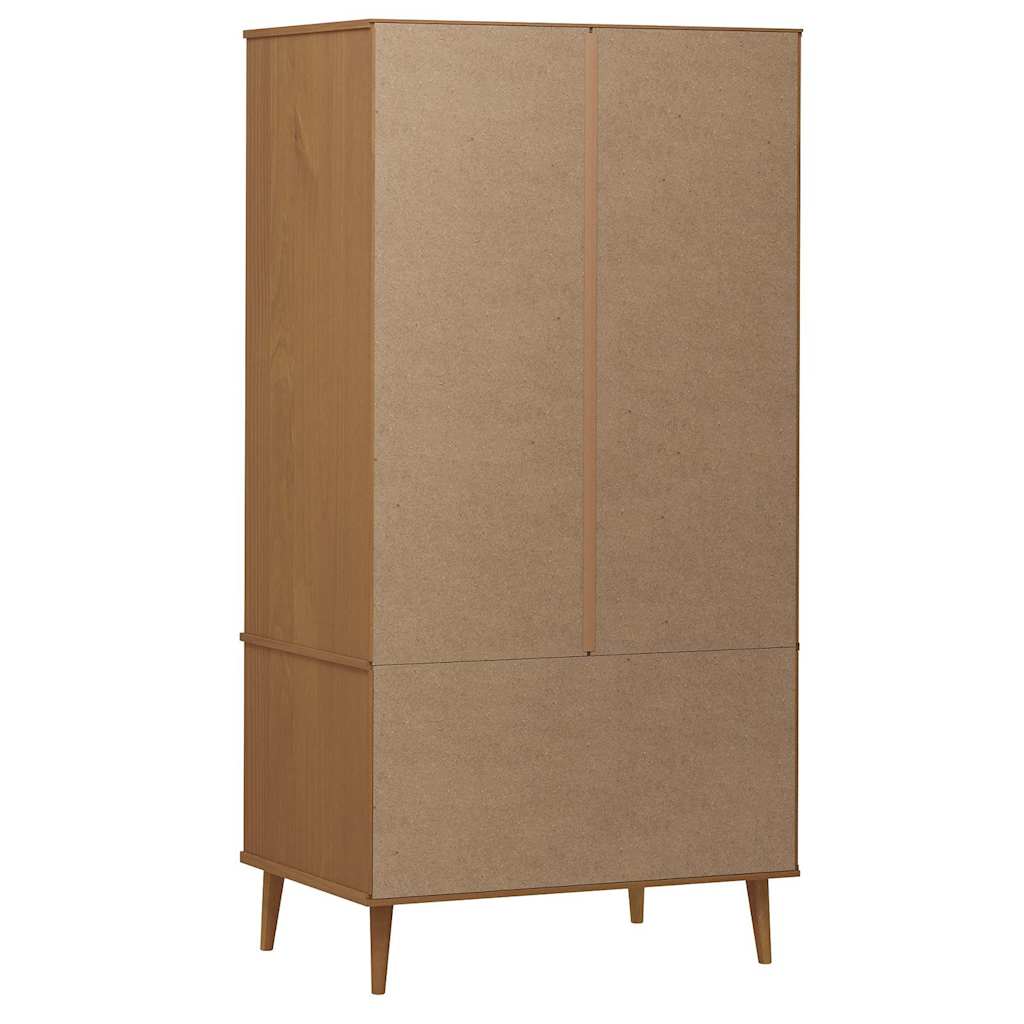 vidaXL Wardrobe "MOLDE" Brown 90x55x175 cm Solid Wood Pine