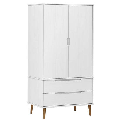 vidaXL Wardrobe "MOLDE" White 90x55x175 cm Solid Wood Pine