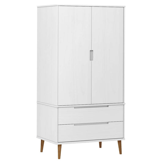vidaXL Wardrobe "MOLDE" White 90x55x175 cm Solid Wood Pine