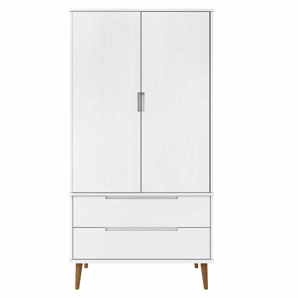 vidaXL Wardrobe "MOLDE" White 90x55x175 cm Solid Wood Pine